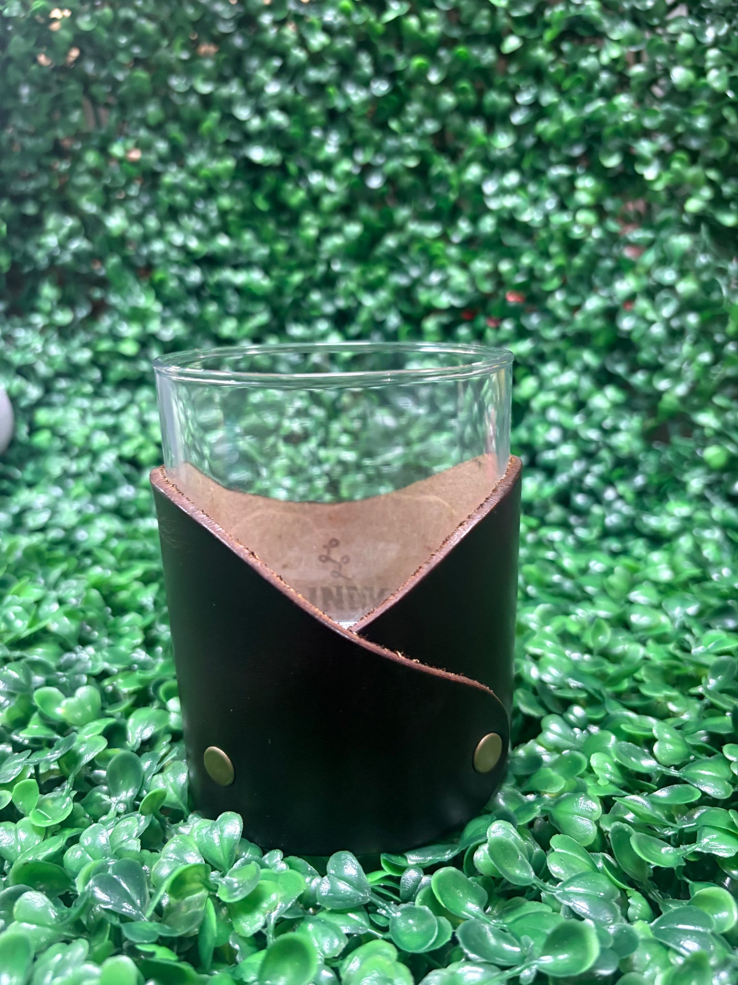 Leather turkey glass holder