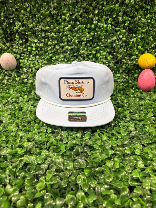 Pimp shrimp light blue flat bill hat