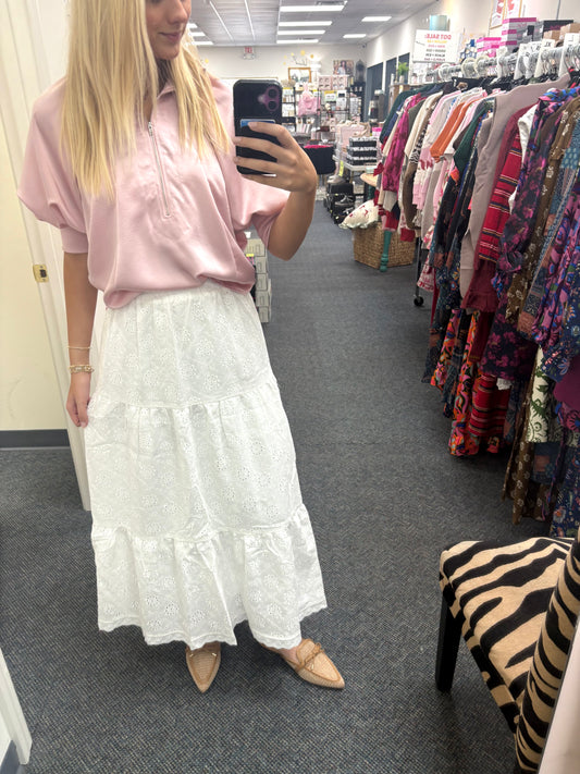 Simply Southern white detailed maxi skirt