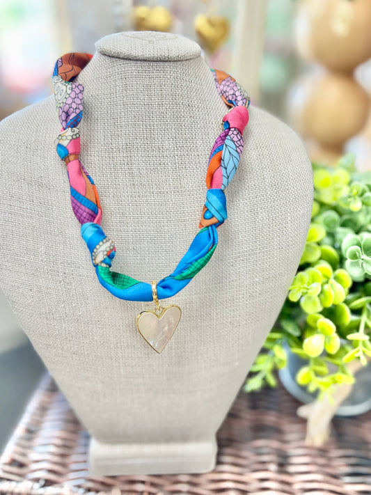 Multicolor Heart Scarf Necklace