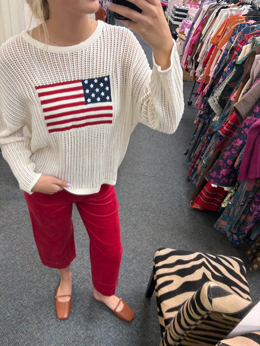 Simply southern American flag knitted long sleeve top