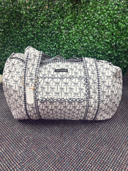 simply southern black and white bow bag