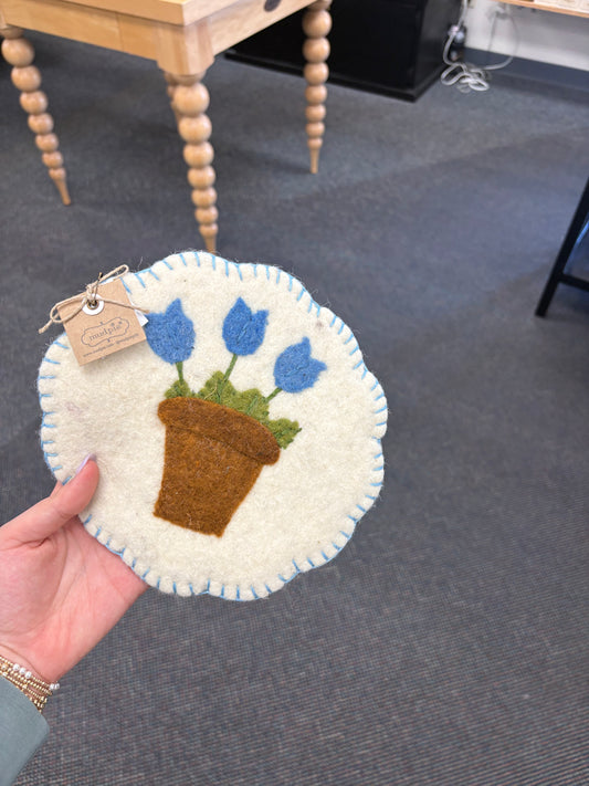 Blue Tulip Quilted Coaster