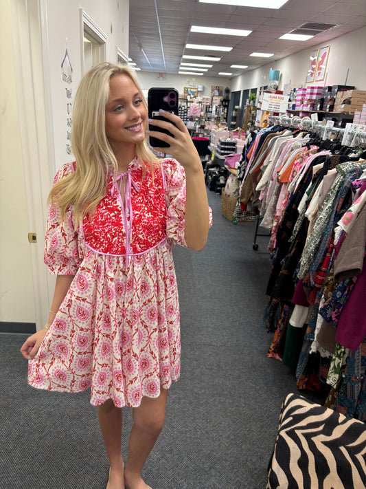 Entro Pink, Red and White dress