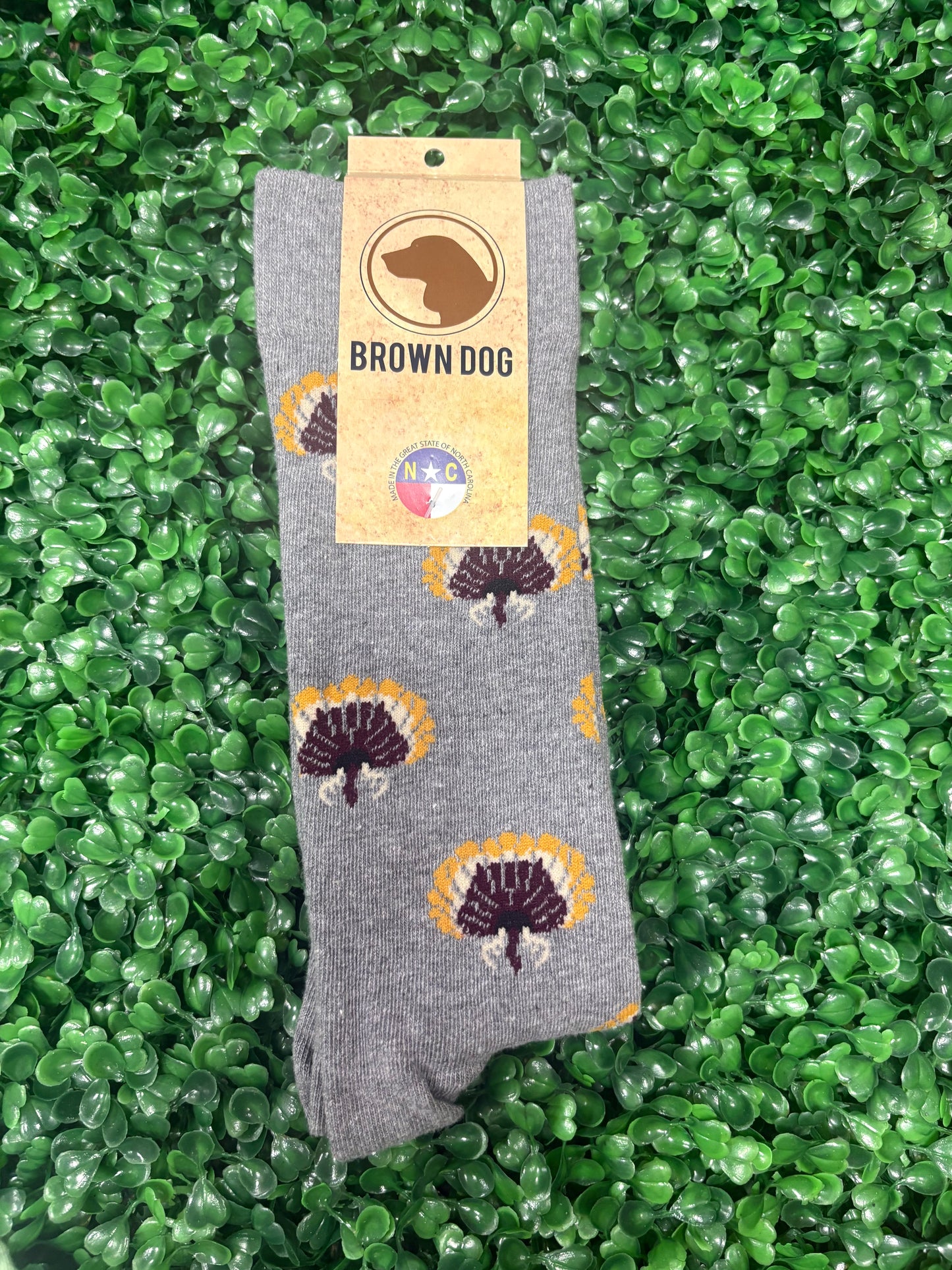 brown dog gray turkey socks