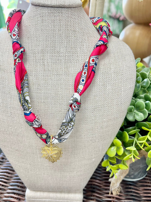 Rodeo Rose Heart Scarf Necklace