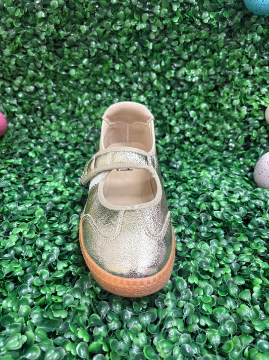 Hey girly gold "calm down" sneakers